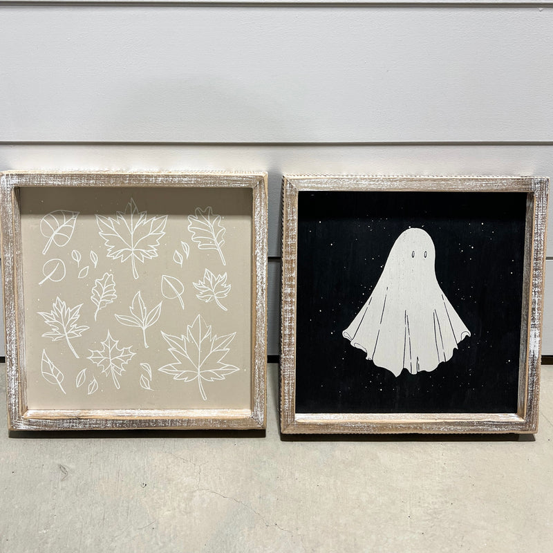 Reversible Halloween/Fall Wood Sign