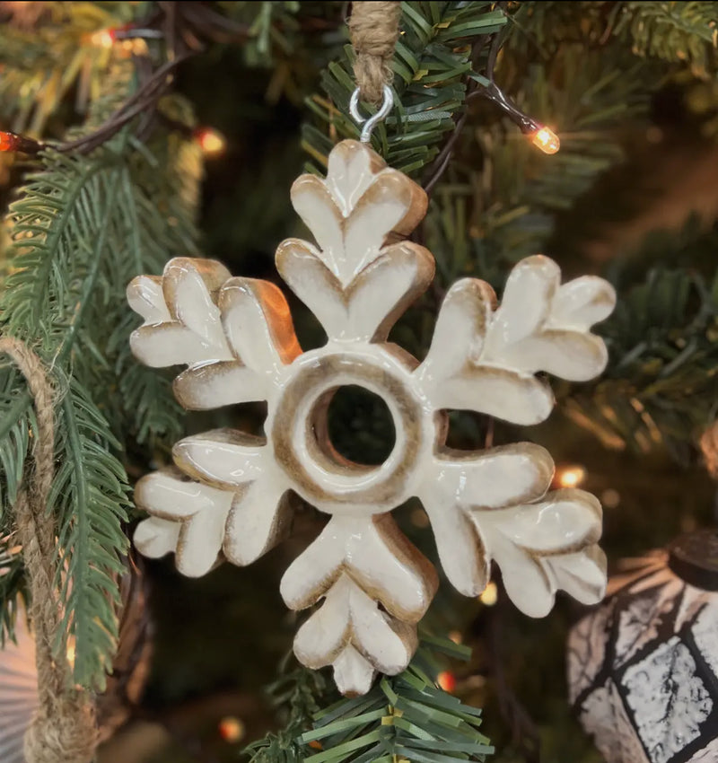 Clear Enamel Snowflake Ornament