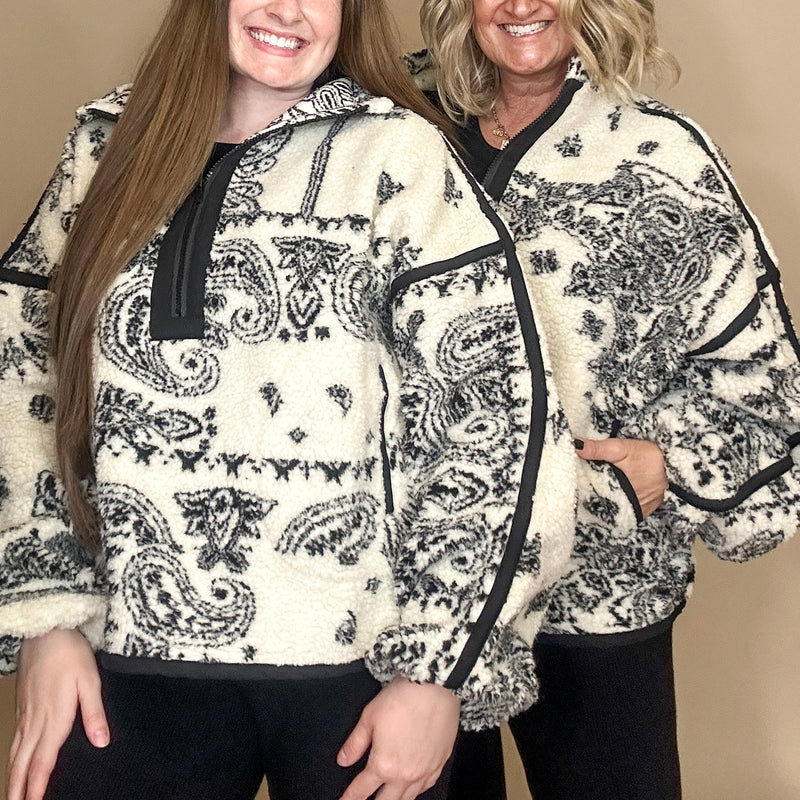 Paisley Sherpa Half-Zip Jacket
