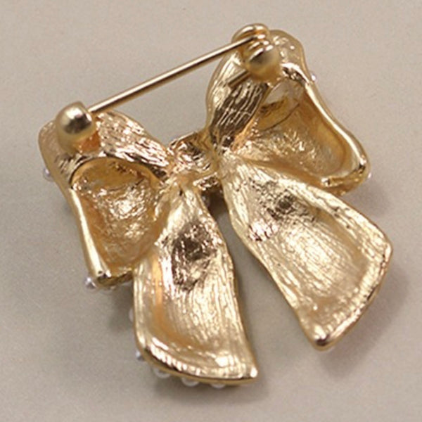 Small Pearl Bow Brooch