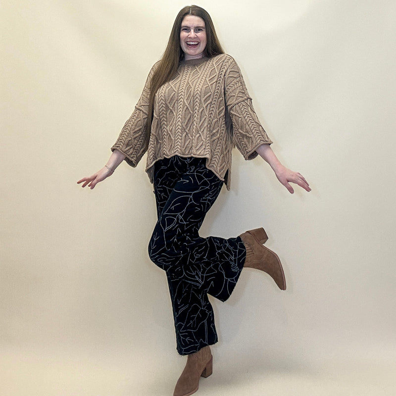 Bell Sleeve Cable Knit Sweater
