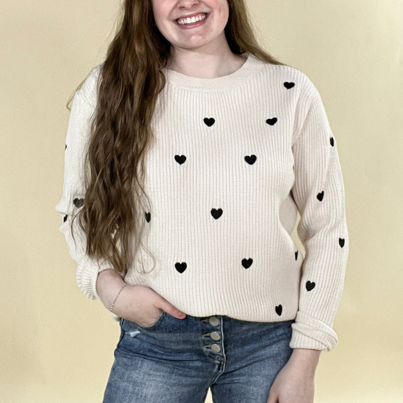 Embroidered Heart Sweater