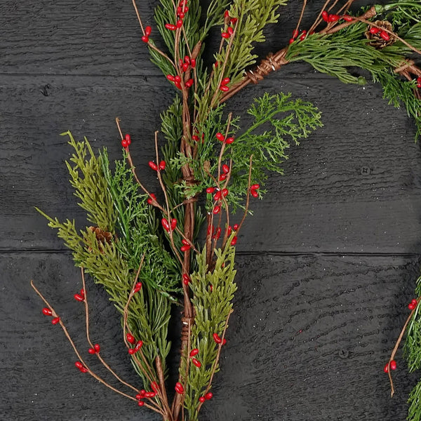 Evergreen Pine with Red Pips Garland