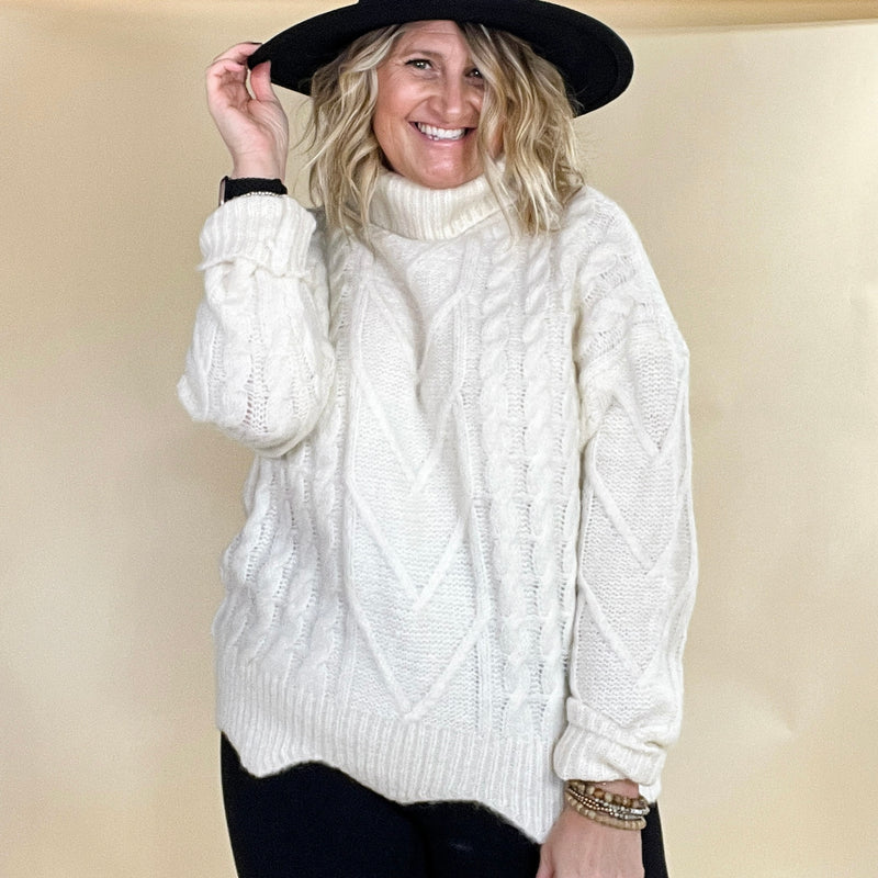 Turtle Neck Scallop Hem Sweater