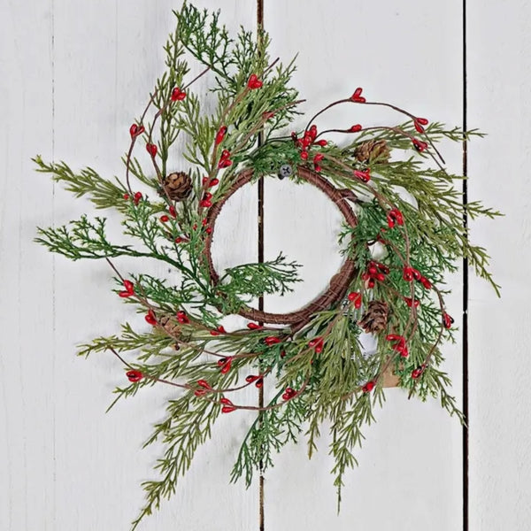 Small Evergreen Pine with Red Pips Wreath