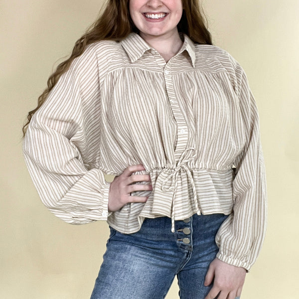 Striped Button-Down Blouse