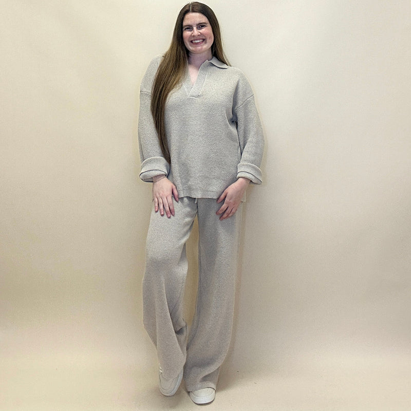 Textured Knit Drawstring Pants
