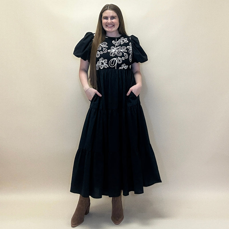 Embroidered Midi Dress