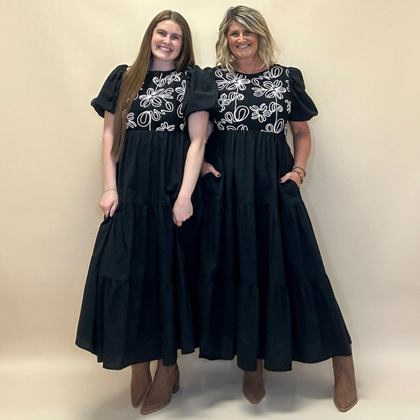 Embroidered Midi Dress