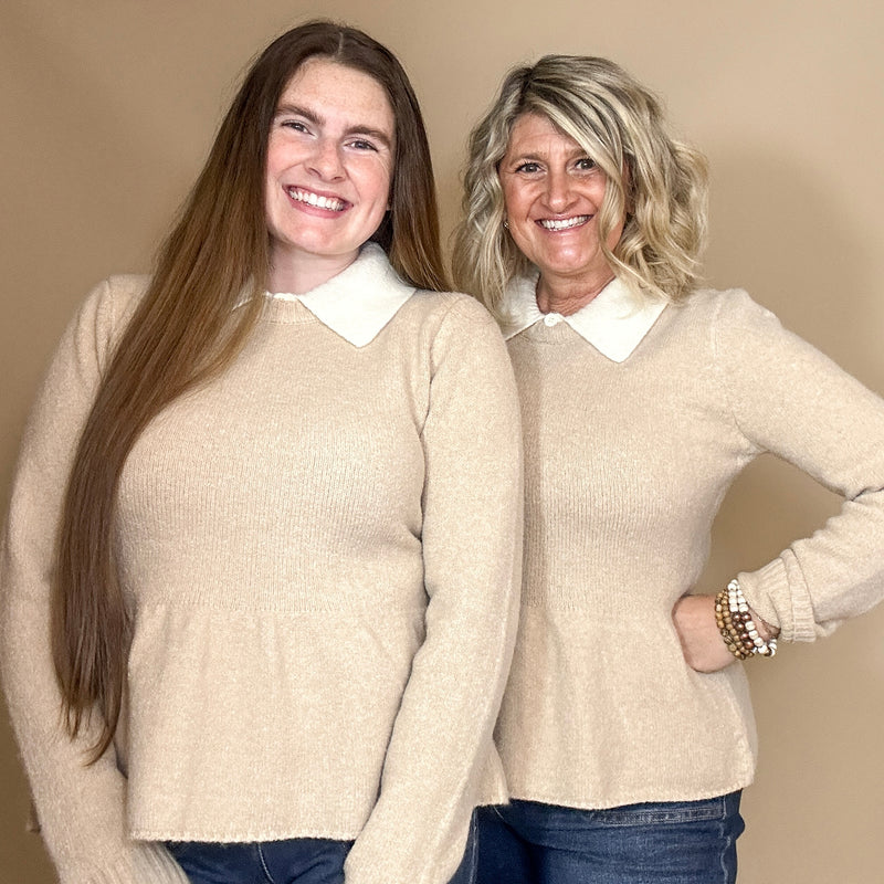 Polo Style Peplum Sweater Top