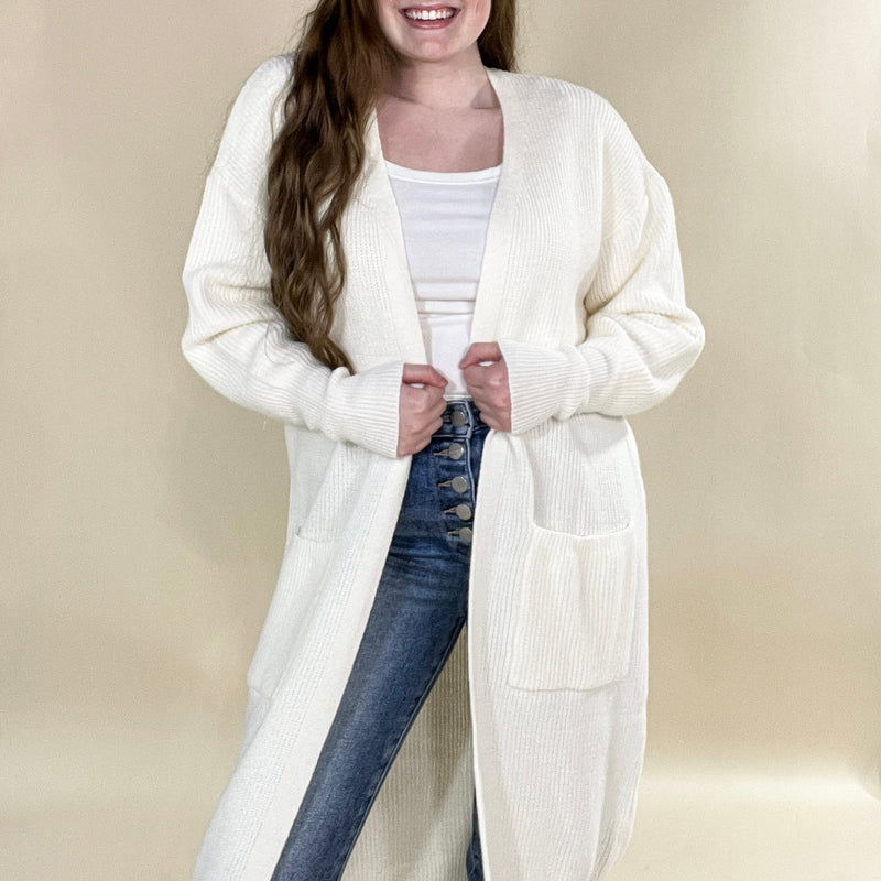 Ribbed Open Front Cardigan