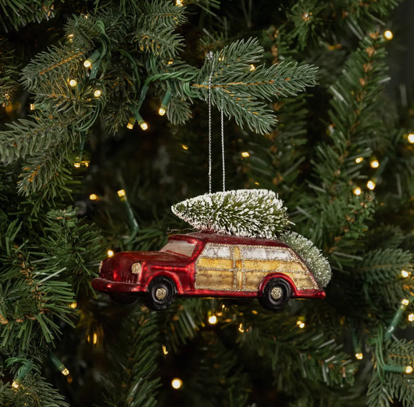 Red Car with Tree Ornament