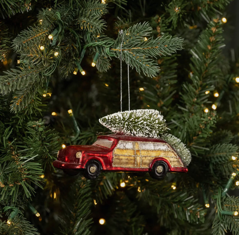 Red Car with Tree Ornament