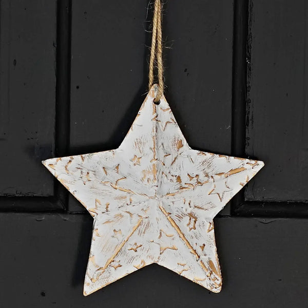 Vintage White Metal 3D Star Ornament