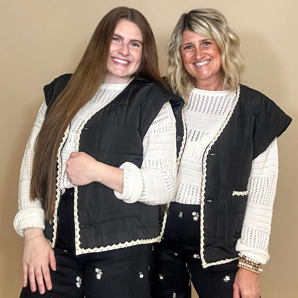 Contrast Trim Quilted Vest