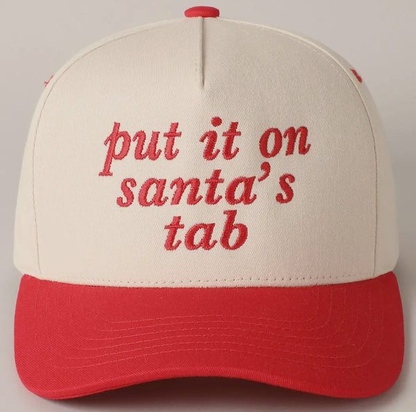 'Put It On Santa's Tab' Embroidered Baseball Hat