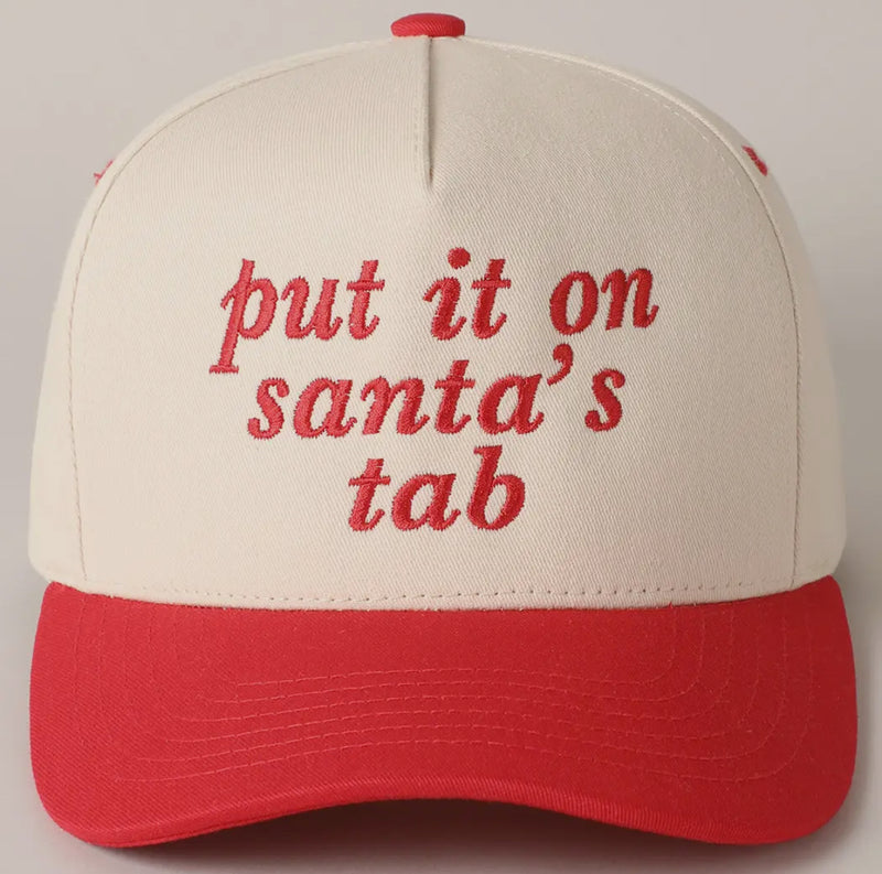 'Put It On Santa's Tab' Embroidered Baseball Hat