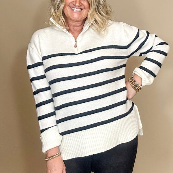 Striped Quarter Zip