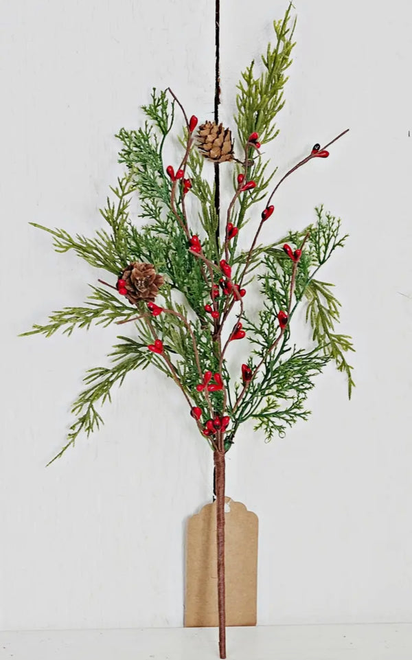 Evergreen Pine Pick with Red Pips
