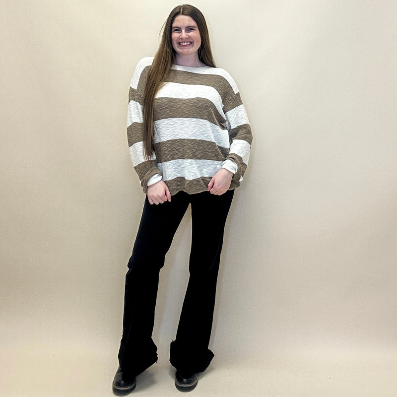 Striped Ribbed Knit Sweater