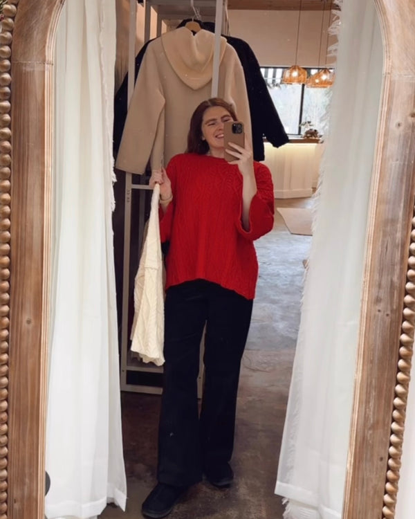 Cable Knit Bell Sleeve Sweater