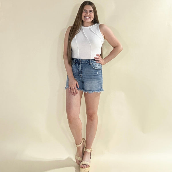 Exposed Seam Sleeveless Bodysuit