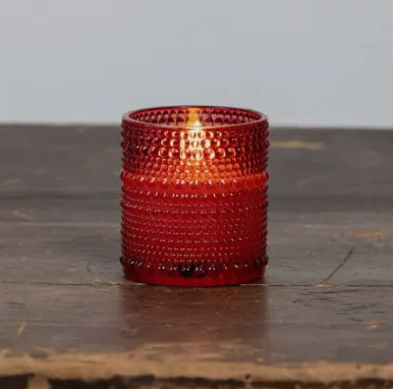 3.25" Red Dotted Glass 3D Flame Candle