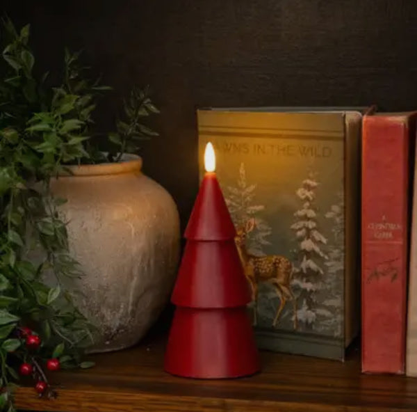 7.75" Red 3D Flame Smooth Tree Candle