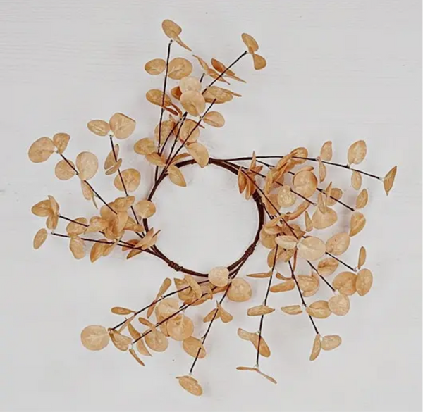 16in Wreath - Silver Dollar Leaves - Beige