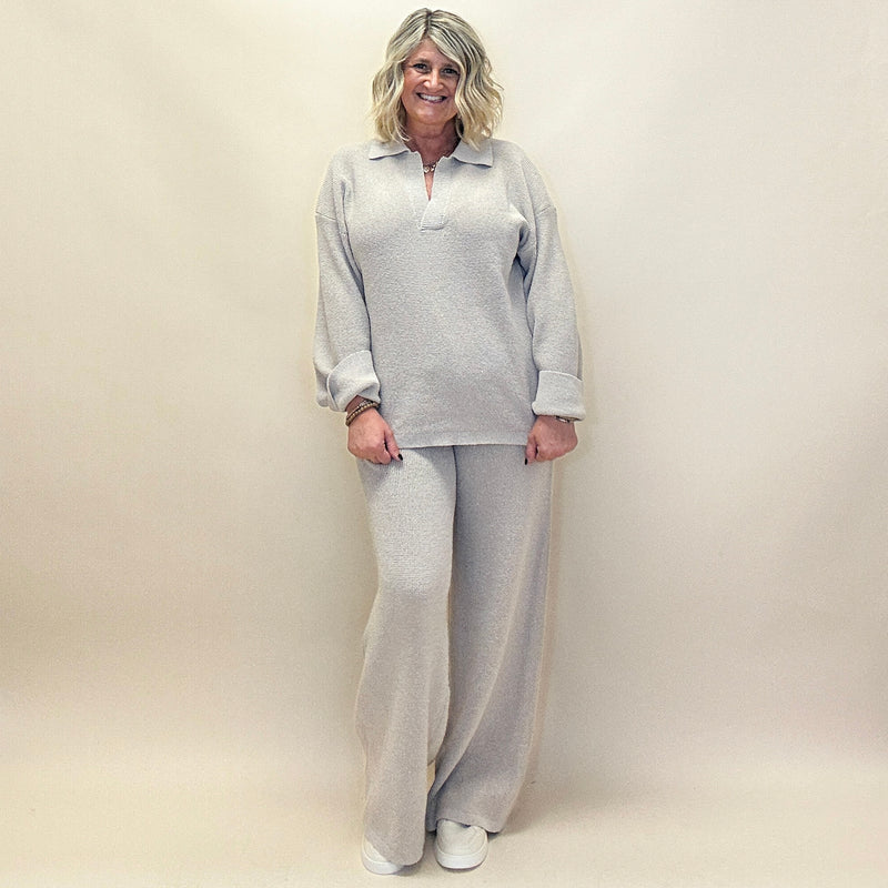 Textured Knit Drawstring Pants