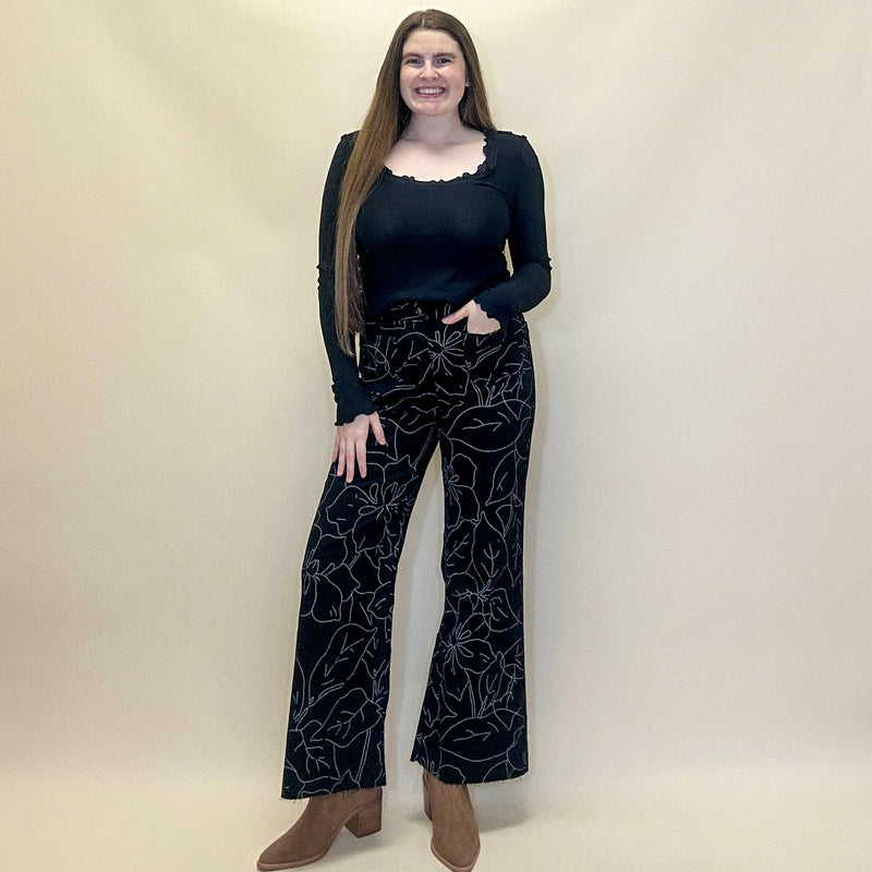 Ruffled Scoop Neck Long Sleeve Top