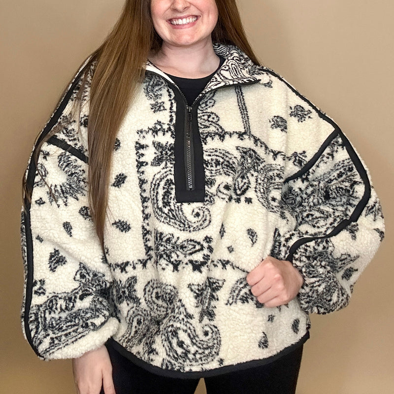 Paisley Sherpa Half-Zip Jacket