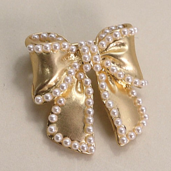 Small Pearl Bow Brooch