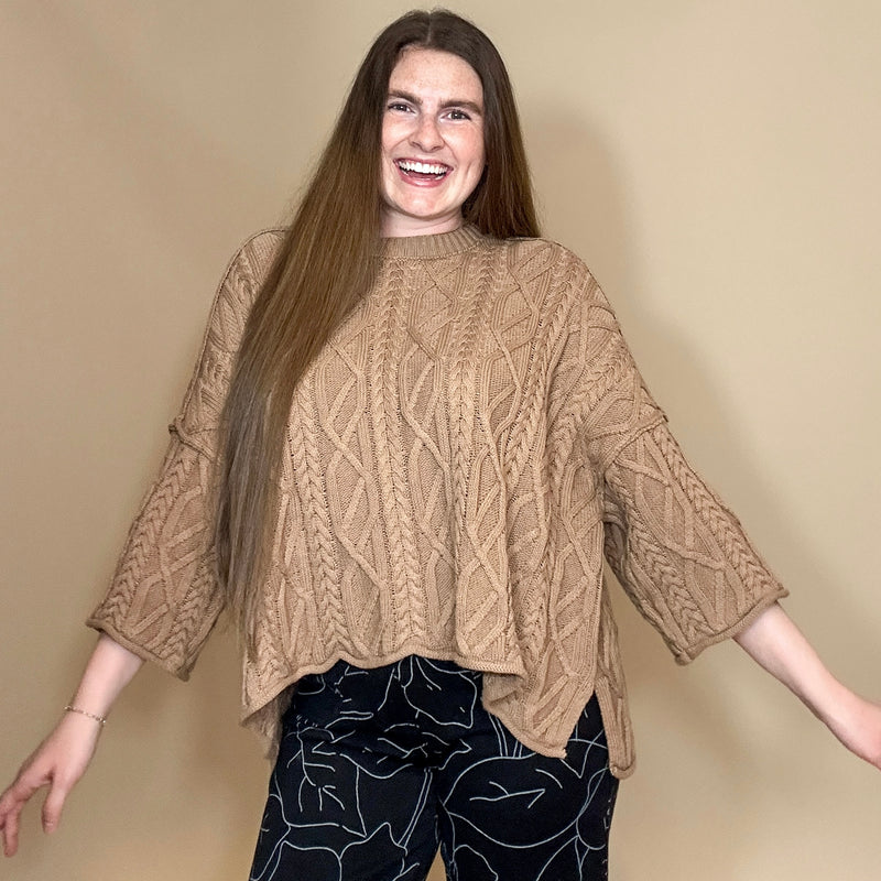 Bell Sleeve Cable Knit Sweater
