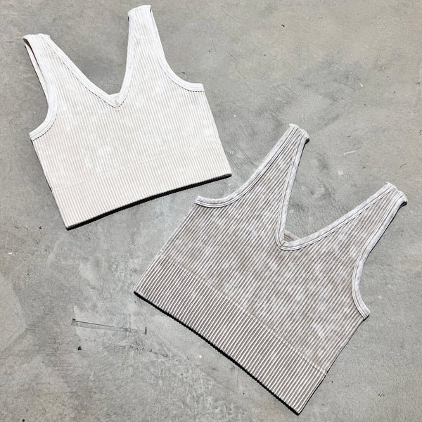 2-Way Washed Ribbed Bralette