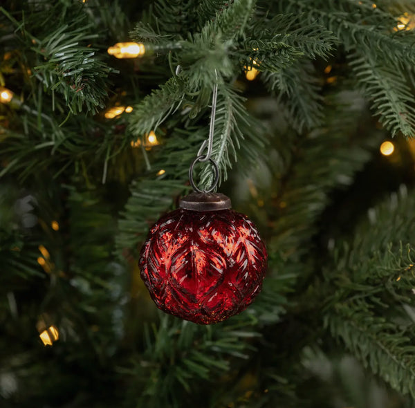 2" Red Leaf Kugel Ornament