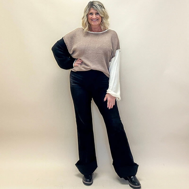Textured Color Block Knit Sweater