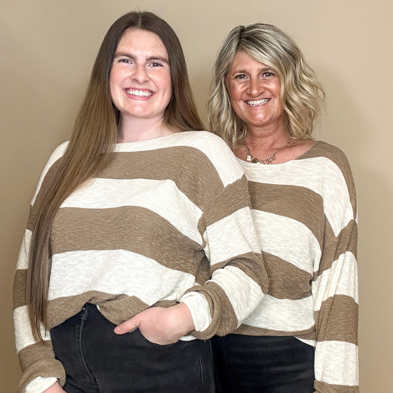 Striped Ribbed Knit Sweater