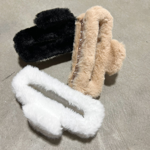 Fuzzy Rectangle Hair Claw Clip