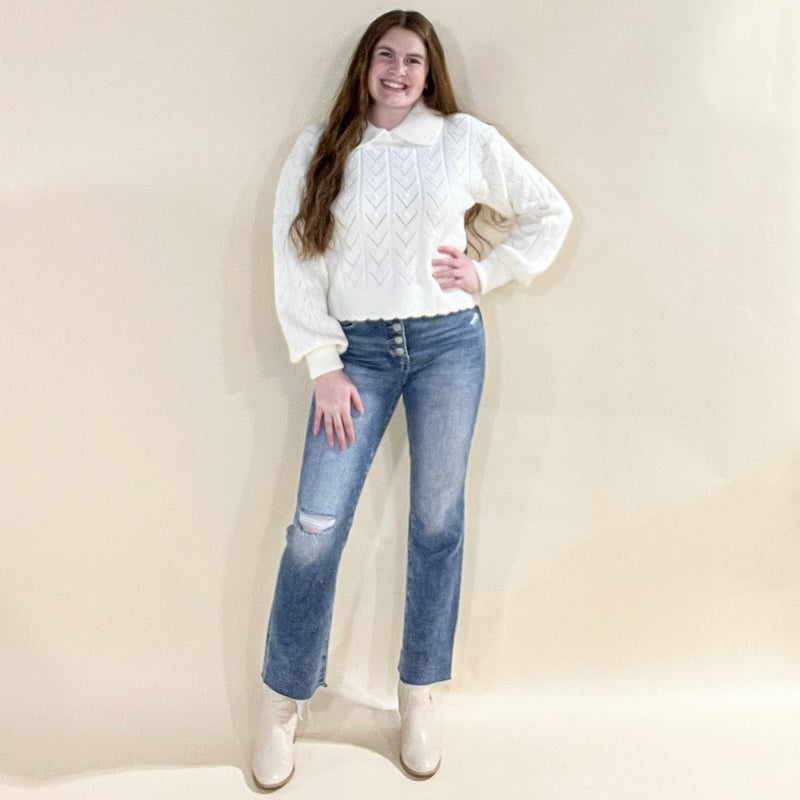 Scallop Edge Pointelle Sweater