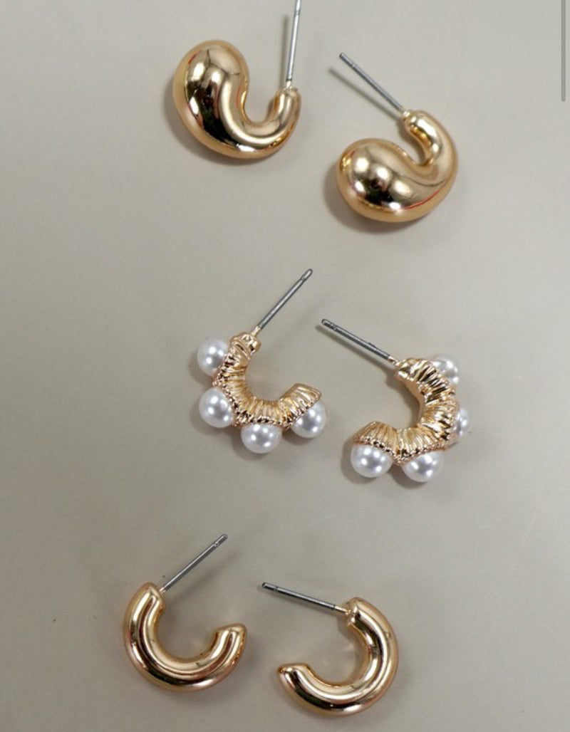 Trio Huggie Hoop Earring Set