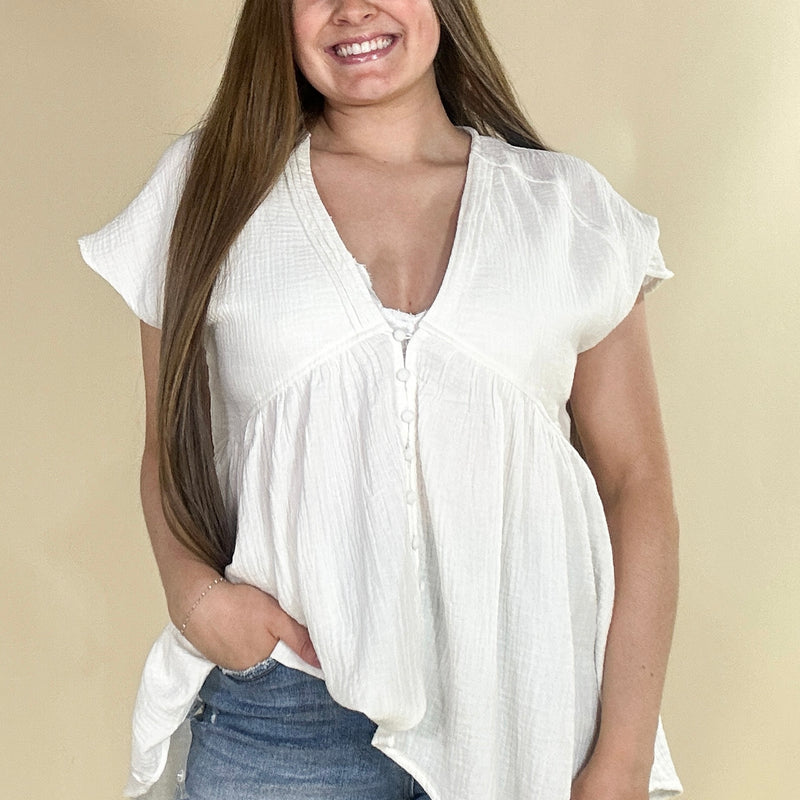 Gauze Button Down Blouse