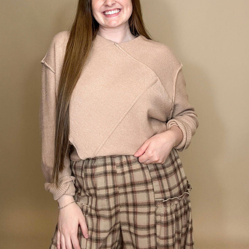 V-Neck Exposed Seam Sweater
