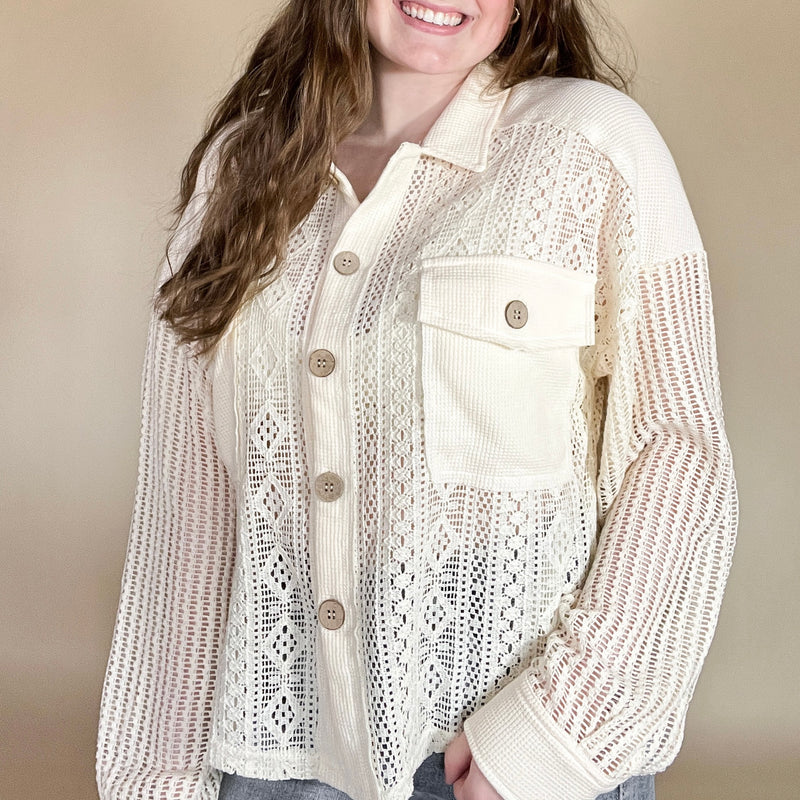 Lace Button Down Shacket