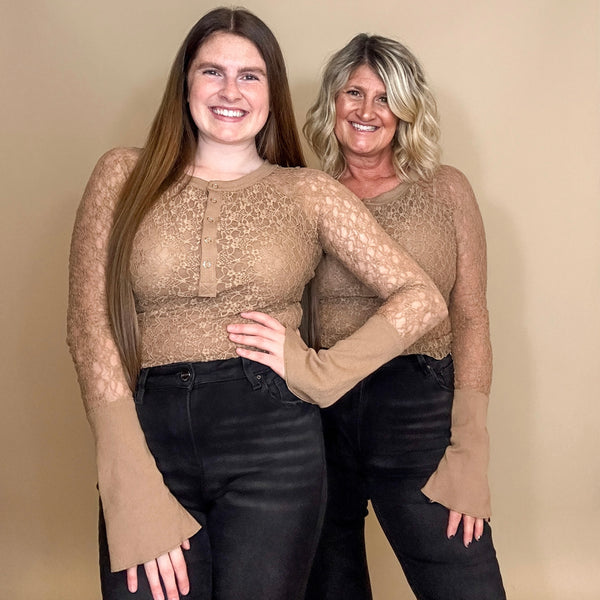Floral Lace Henley Top