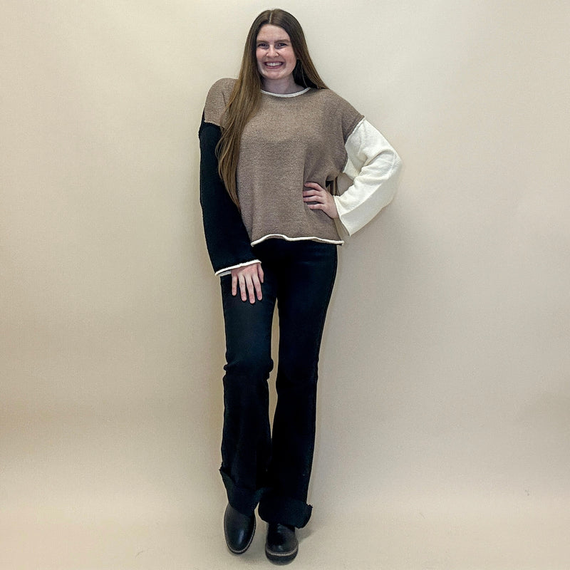 Textured Color Block Knit Sweater