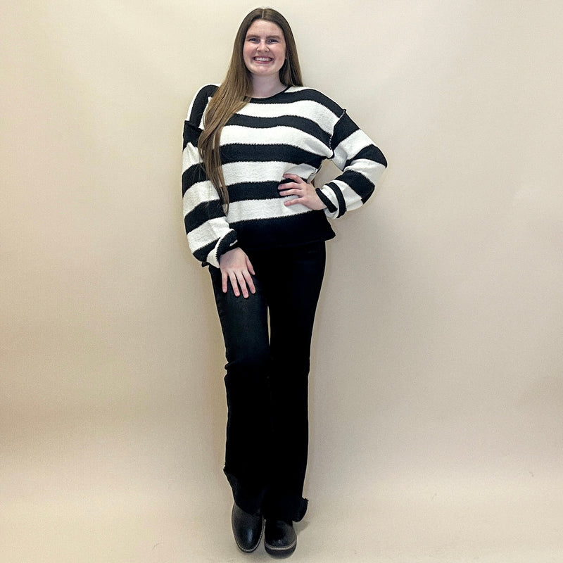 Textured Striped Knit Sweater