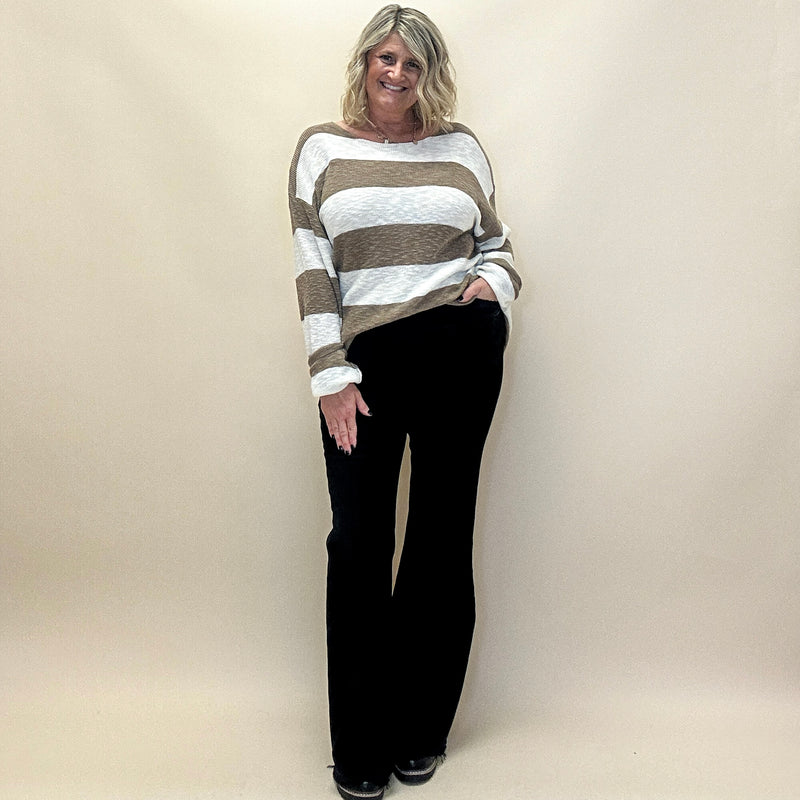 Striped Ribbed Knit Sweater