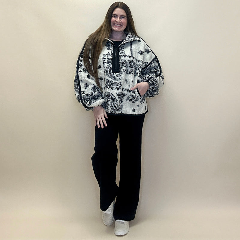 Paisley Sherpa Half-Zip Jacket