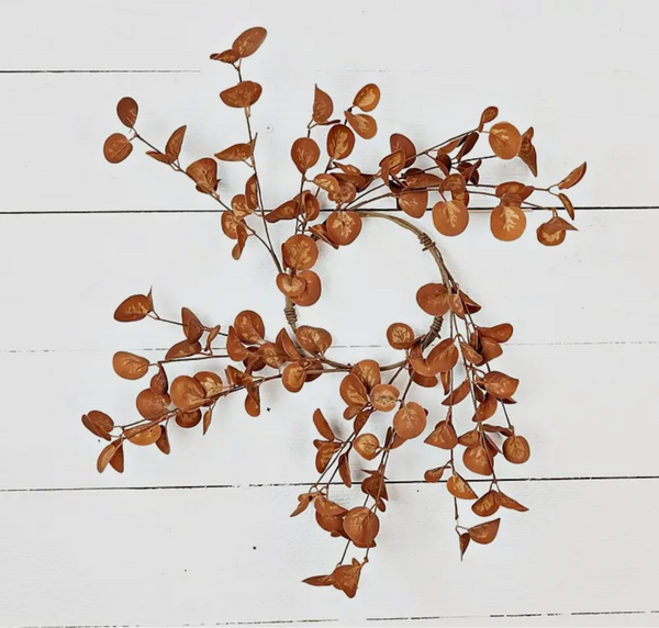 14in Wreath - Silver Dollar Leaves - Coffee